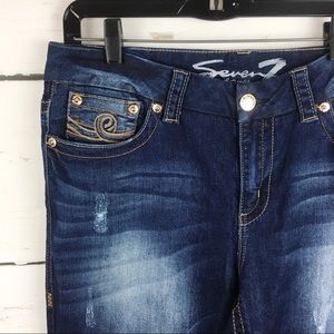 Seven7 Slim Boot Distressed Jeans
